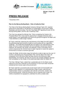 Michael J Taylor AO Chair PRESS RELEASE 7 December 2010
