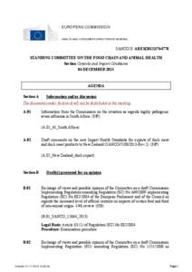 EUROPEAN COMMISSION HEALTH AND CONSUMERS DIRECTORATE-GENERAL SANCO G ARES[removed]STANDING COMMITTEE ON THE FOOD CHAIN AND ANIMAL HEALTH Section Controls and Import Conditions