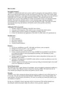 How to order Description Summary ALMOST is a sophisticated underwater acoustic model for propagation and range prediction, which is able to assess detection performance for fully specified passive and active sonars. The 