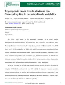 SUPPLEMENTARY INFORMATION DOI: [removed]NGEO2066 Tropospheric ozone trends at Mauna Loa Observatory tied