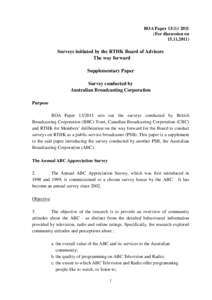 BOA Paper[removed]For discussion on[removed]Surveys initiated by the RTHK Board of Advisors The way forward