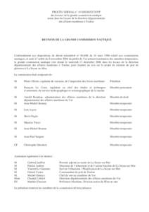 PROCÈS VERBAL n° 10 SHOM/GCN/NP des travaux de la grande commission nautique tenue dans les locaux de la direction départementale des affaires maritimes à Toulon  REUNION DE LA GRANDE COMMISSION NAUTIQUE