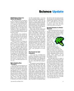 Science Science Update Update NAGP Makes Room for Swine Germplasm The National Animal Germplasm