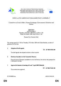 Euro-Latin American Parliamentary Assembly Assemblée Parlementaire Euro-Latino Américaine Asamblea Parlamentaria Euro-Latinoamericana Assembleia Parlamentar Euro-Latino-Americana  EURO-LATIN AMERICAN PARLIAMENTARY ASSE