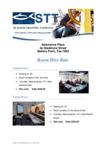 Salamanca Place 2a Gladstone Street Battery Point, Tas 7004 Room Hire Rate Training Room 3