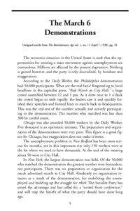 The March 6 Demonstrations Unsigned article from The Revolutionary Age vol. 1, no. 11 (April 7, 1930), pg. 10.