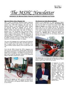 Vol. 5, No. 1 Winter 2007 The MSHC Newsletter Published by the Maywood Station Historical Committee for its Members and Friends