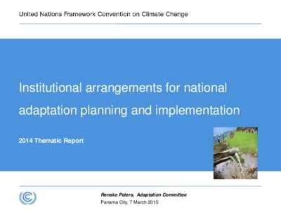 Institutional arrangements for national adaptation planning and implementation 2014 Thematic Report Renske Peters, Adaptation Committee Panama City, 7 March 2015