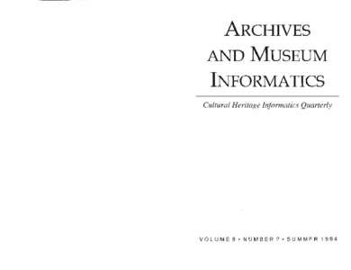 Archives and Museum Informatics Newsletter, Vol. 8, no. 2