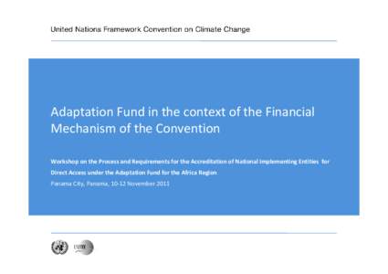 Adaptation Fund in the context of the Financial  Mechanism of the Convention Workshop on the Process and Requirements for the Accreditation of National Implementing Entities  for  Direct Access