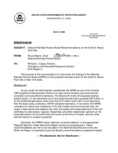 National Remedy Review Board Recommendations on the DuPont, Necco Park Site