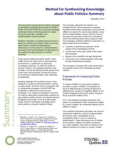 Method for Synthesizing Knowledge about Public Policies: Summary