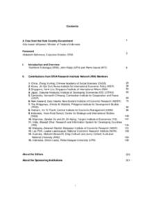 Contents  A View from the Host Country Government Gita Irawan Wirjawan, Minister of Trade of Indonesia Foreword Hidetoshi Nishimura, Executive Director, ERIA