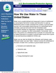 EPA > Water > How We Use Water In These United States