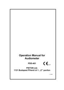 Operation Manual for Audiometer PDD[removed]