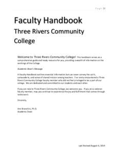 Page |i  Faculty Handbook Three Rivers Community College Welcome to Three Rivers Community College!