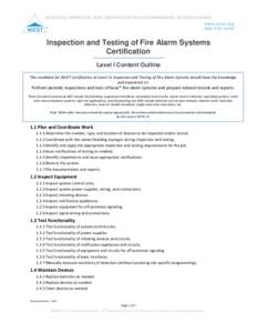 NATIONAL INSTITUTE FOR CERTIFICATION IN ENGINEERING TECHNOLOGIES www.nicet.orgInspection and Testing of Fire Alarm Systems Certification