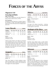 Forces of the Abyss Molochs Alignment: Evil Army Special Rules