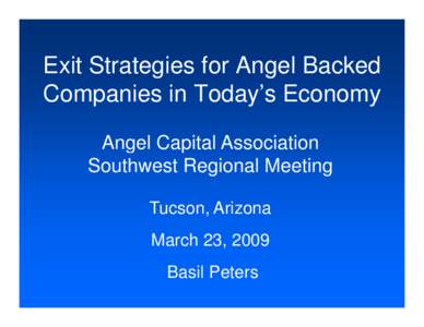 Exit E it St Strategies t i for f Angel