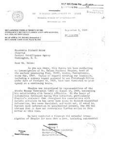 J. Edgar Hoover to Richard Helms [RE: Nuclear Materials and Equipment Corporation (NUMEC)], September 3, 1969