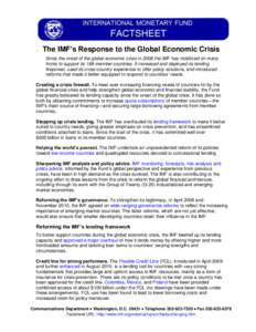 IMF Factsheets--The IMF’s Response to the Global Economic Crisis; March 27, 2015