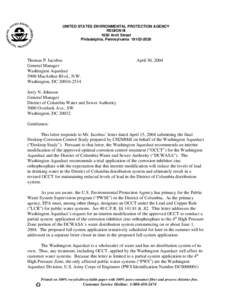 Corrosion Letter to WASA and Corps of Engineers[removed]