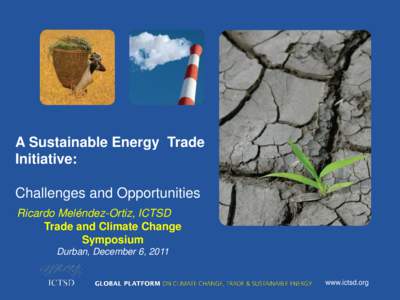 A Sustainable Energy Trade Initiative: Challenges and Opportunities Ricardo Meléndez-Ortiz, ICTSD Trade and Climate Change Symposium