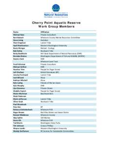 Cherry Point Aquatic Reserve Work Group Members Name Michael Kyte Bert Rubash Steve Irving