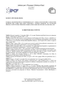 Istituto per i Processi Chimico-Fisici S.S. di Bari Il Direttore BANDO N. IPCF-BSBA