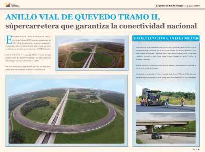 Especial de ﬁn de semana -  9 de mayo del 2015 ANILLO VIAL DE QUEVEDO TRAMO II,