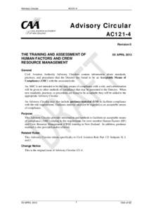 Draft Advisory Circular - AC121-4 - The training and assessment of Human Factors and Crew Resource mgmt