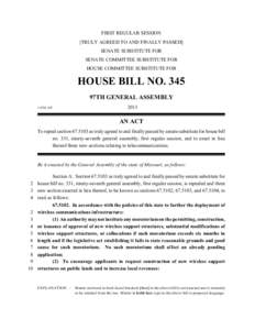 FIRST REGULAR SESSION [TRULY AGREED TO AND FINALLY PASSED] SENATE SUBSTITUTE FOR SENATE COMMITTEE SUBSTITUTE FOR HOUSE COMMITTEE SUBSTITUTE FOR