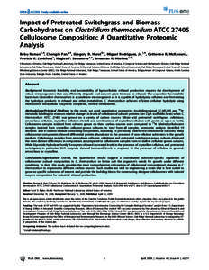 Impact of Pretreated Switchgrass and Biomass Carbohydrates on Clostridium thermocellum ATCC[removed]Cellulosome Composition: A Quantitative Proteomic Analysis Babu Raman1,4, Chongle Pan2,4, Gregory B. Hurst3,4, Miguel Rodr