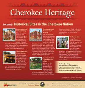 Cherokee Heritage Lesson 5: Historical Sites in the Cherokee Nation Cherokee National Capitol Building