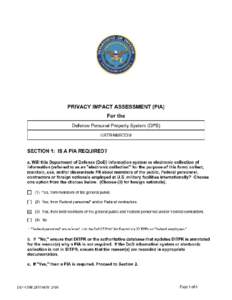 United States Department of Homeland Security / Personal life / Personally identifiable information / Privacy Office of the U.S. Department of Homeland Security / Defense Information Systems Agency / Privacy / Government procurement in the United States / Internet privacy / United States Department of Defense / United States administrative law / Ethics / Government