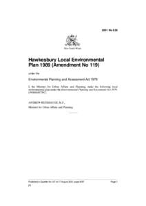 2001 No 636  New South Wales Hawkesbury Local Environmental Plan[removed]Amendment No 119)
