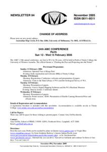 1 THE AUS TRA L I AN NEWSLETTER 94  November 2005