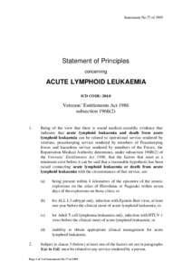 Instrument No.77 of[removed]Statement of Principles concerning  ACUTE LYMPHOID LEUKAEMIA