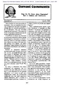 Essays of an Information Scientist, Vol:5, p, Current Contents, #27, p.5-11, July 6, 1981 What Do We Know about Depreasdon?