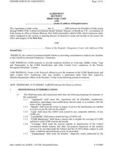 MEMORANDUM OF AGREEMENT  Page 1 of 11 AGREEMENT BETWEEN