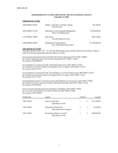 BA[removed]ADMINISTRATIVE ACTION MINUTES BY THE STATE BUDGET AGENCY September 24, 2004 ADDITIONAL FUNDS[removed]105840