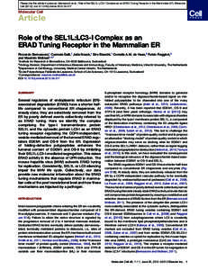 Role of the SEL1L:LC3-I Complex as an ERAD Tuning Receptor in the Mammalian ER