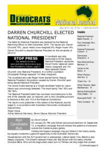 May 2013 | Vol. 37 No. 1 | ISSNDARREN CHURCHILL ELECTED NATIONAL PRESIDENT  Inside