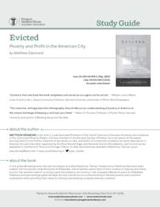 Study Guide  Evicted Poverty and Profit in the American City by Matthew Desmond