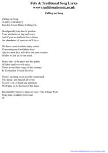 Folk & Traditional Song Lyrics - Calling on Song