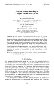 Journal of Scienti c Exploration, Vol. 17, No. 2, pp. 243–270, 03 Problems of Reproducibility in Complex Mind-Matter Systems