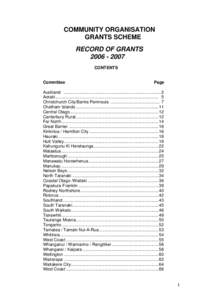 COMMUNITY ORGANISATION GRANTS SCHEME RECORD OF GRANTS[removed]CONTENTS