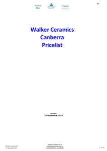 (C)  Walker Ceramics Canberra Pricelist