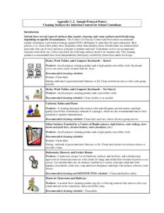 Appendix C.2. Sample Protocol Poster: Cleaning Surfaces for Infection Control for School Custodians Introduction Schools have several types of surfaces that require cleaning; only some surfaces need disinfecting, dependi