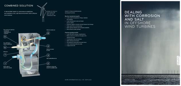 COMBINED SOLUTION A dehumidifier based on overpressure establishes and maintains a dry, salt-free environment within offshore wind turbines.  INSIDES OF NACELLE